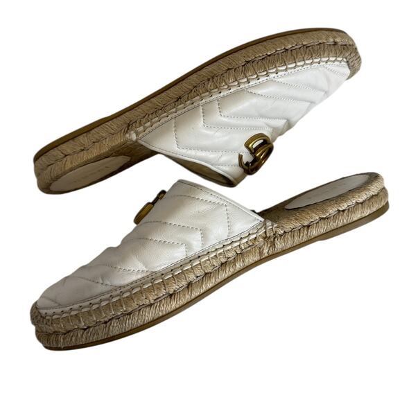 Gucci Quilted White Marmont Espadrille Mules Size 38 - Picture 10 of 12